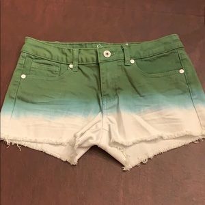 Green and white short shorts